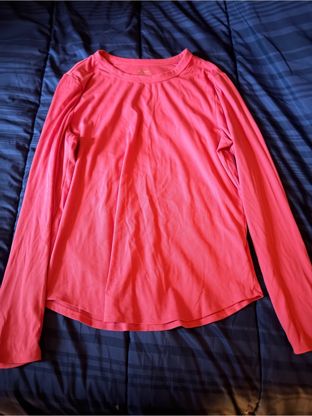No Boundaries Long-Sleeve Crewneck Top in Coral Pink
